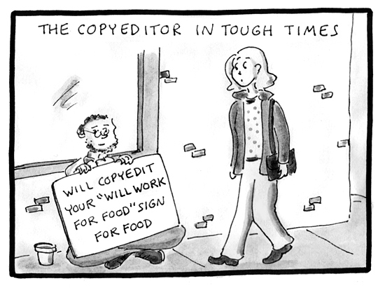 copyeditors in tough times cartoon