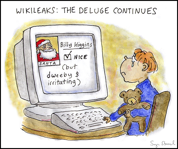 wikileaks, julian assange, diplomatic cables, christmas, santa claus cartoon