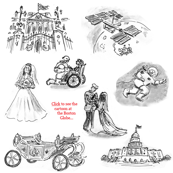 will and kate, royal wedding, gabby giffords, endeavor shuttle launch, love story, u.s., england, cartoon