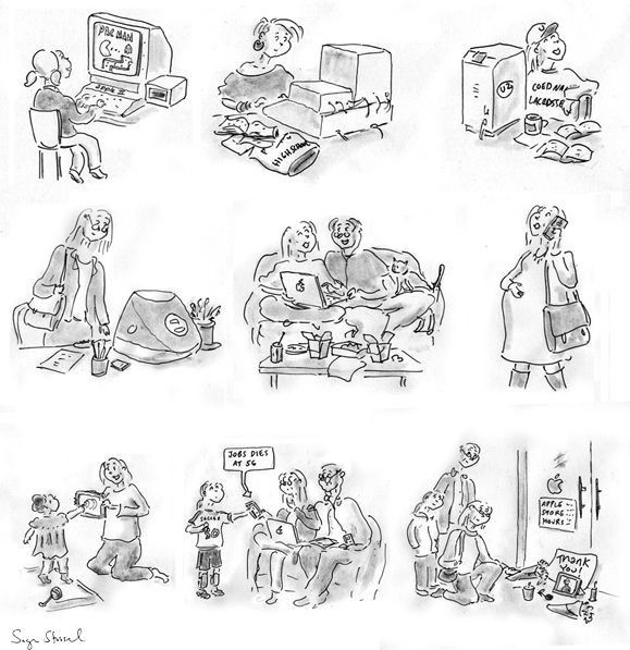steve jobs death, apple, outpouring, cartoon