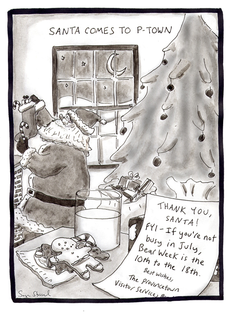 provincetown Christmas, santa claus, bear week, cartoon