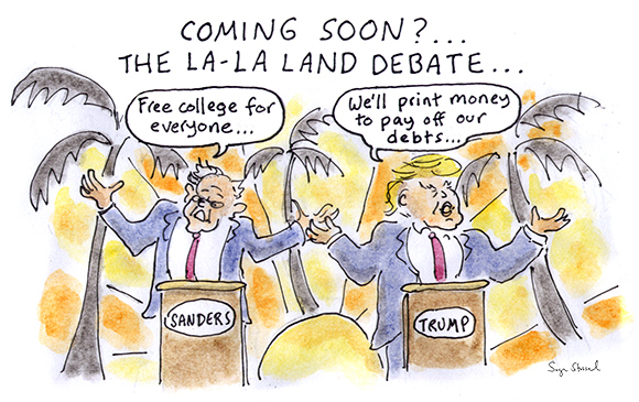 democratic primary, bernie sanders, trump sanders debate, jimmy kimmel, california primary, hillary clinton, 2016 presidential election cartoon