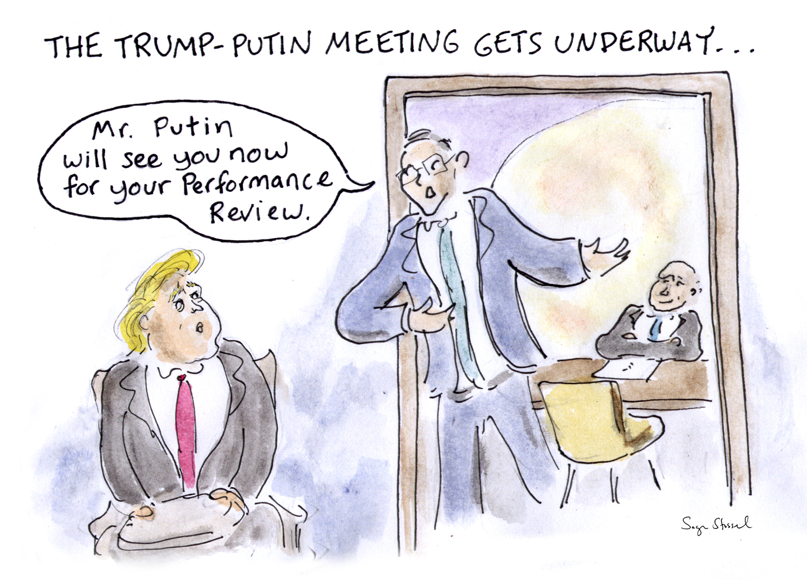 g20, trump, putin meeting, hamburg, germany, cartoon