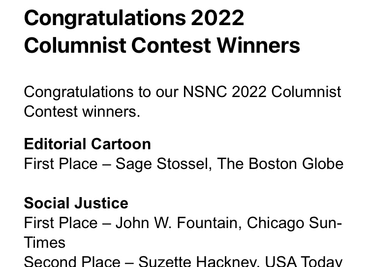 National Society of Newspaper Columnists' 2021 Contest Editorial cartoon