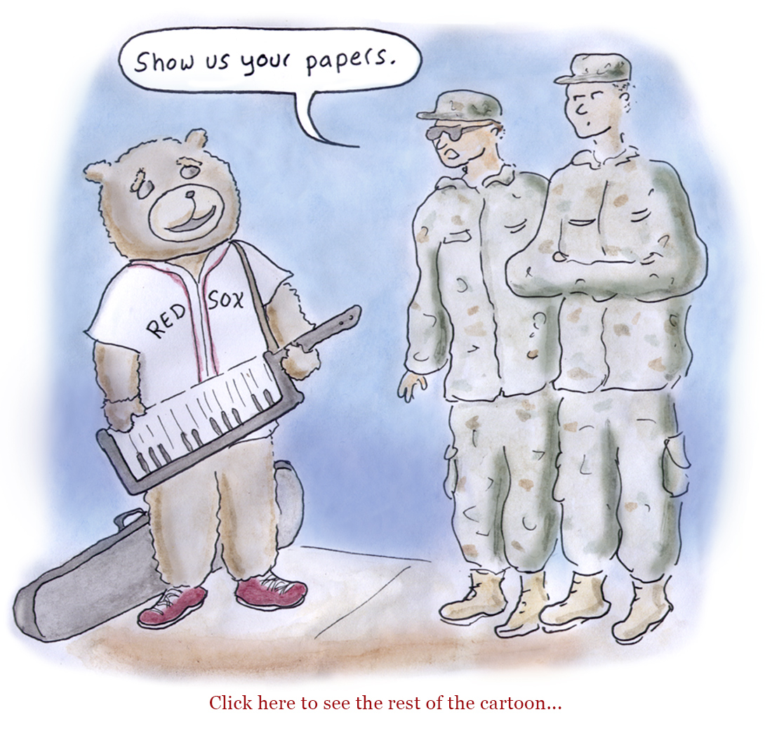 national guard, ice, michelle wu, david ortiz, d.c., los angeles, occupation, immigration, american revolution, keytar bear, cartoon, sage stossel