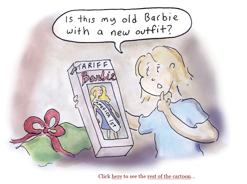 toys, children's holiday gifts, christmas, hanukkah, lego, east wing, trump, dolls, tariffs, medicare, healthcare premiums, venezuela ships, war crimes, hegseth, ozempic, wegovy, hungry hungry hippos, battleship, barbie, cartoon