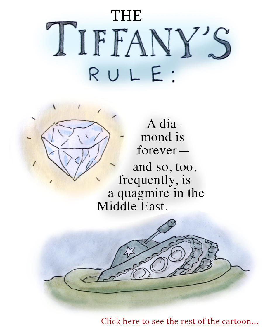 colin powell, pottery barn rule, iraq, wmds, iran, trump, hormuz, cvs, tiffany's, market basket, tesla, tiffany's, legal seafood, gas prices, foreign adventurism, war, foreign policy, cartoon, sage stossel