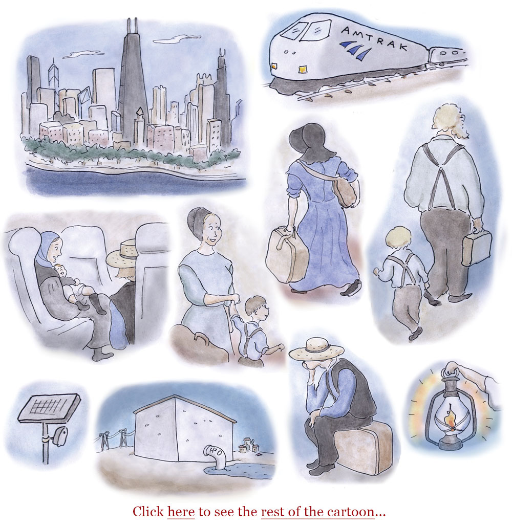 amish, ai, amtrak, flock cameras, data centers, technology, cartoon, sage stossel
